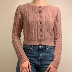 Target Wild Fable Mauve Cable Knit Ribbed Button Up Cardigan